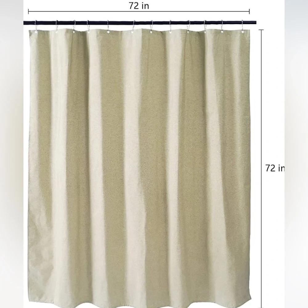 Linen Shower Curtain for Bathroom Waterproof and Machine Washable (Green)